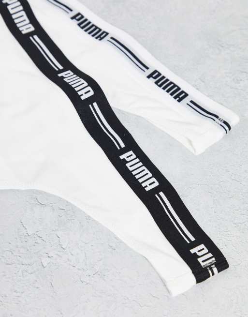 Puma – Zestaw 2 par białych stringów z logo na gumce, 4 z 4