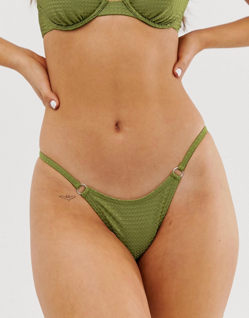 Purpose grøn string-bikinitangatrusse i teksturstof fra Twiin