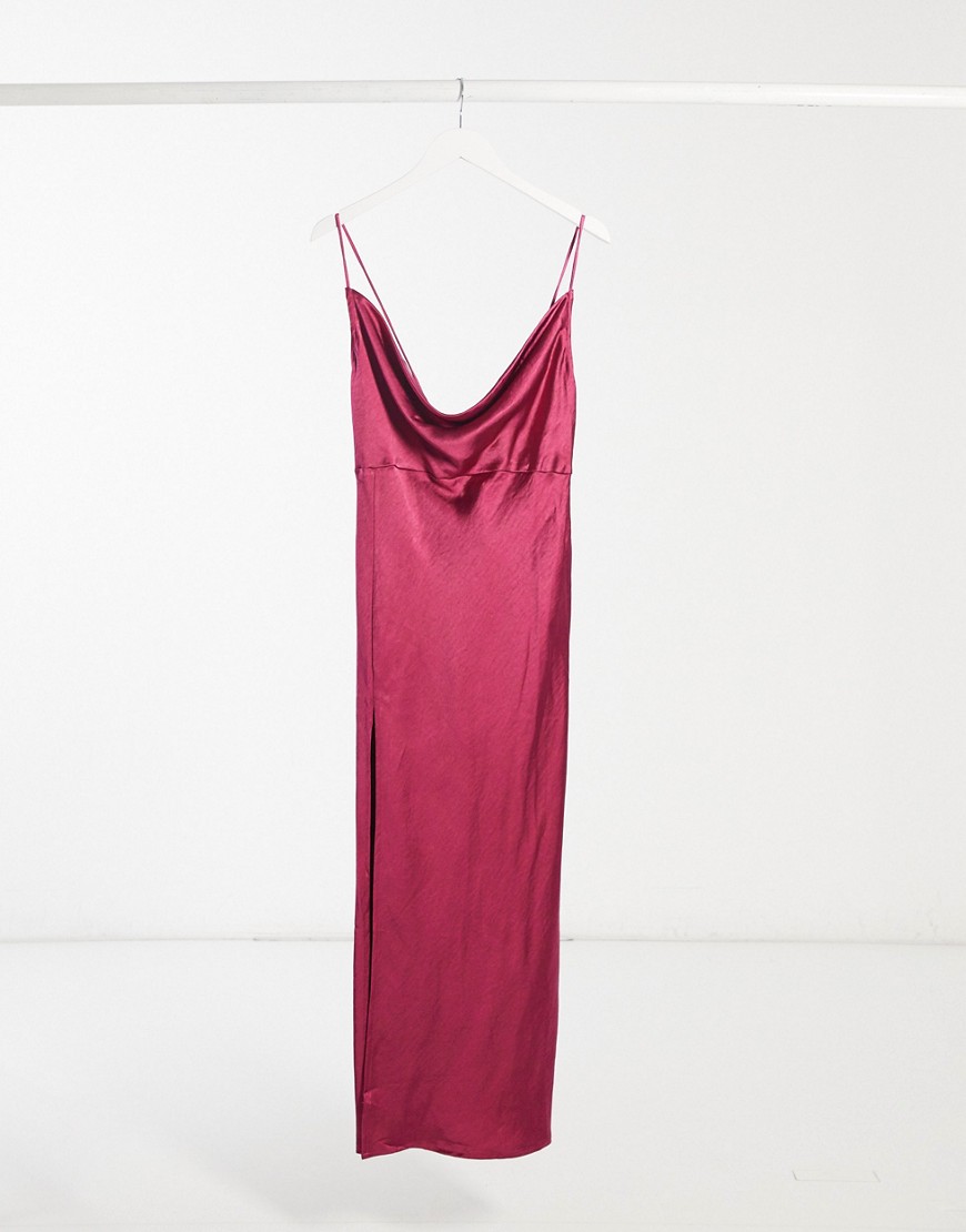 фото Пурпурное платье-комбинация мини со свободным воротом lioness-розовый цвет