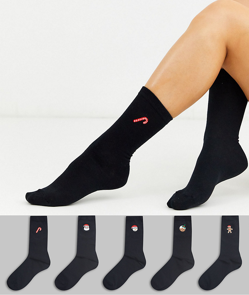 фото Пять пар носков с новогодним узором brave soul-черный