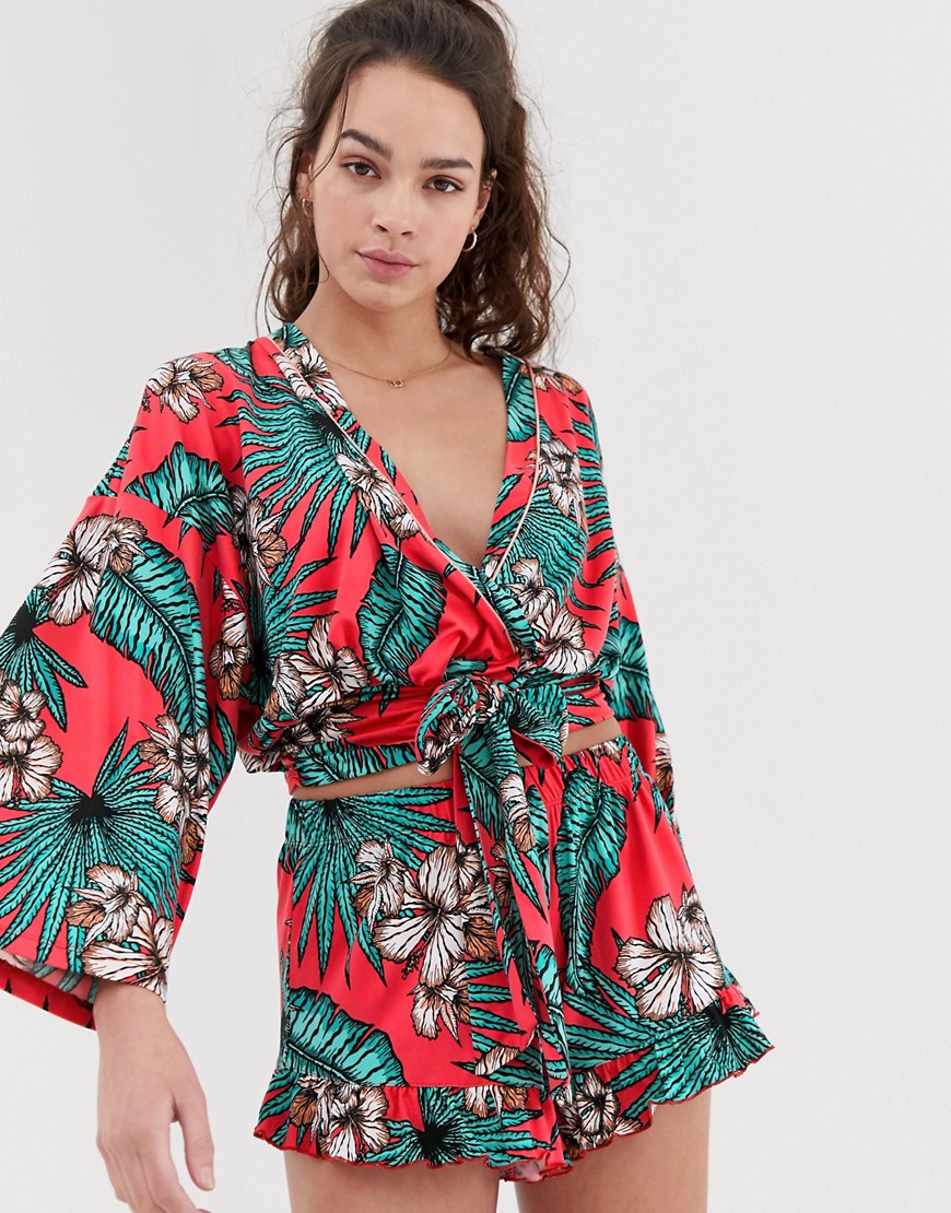 Pyjamas med tropisk print fra Chelsea Peers-Multifarvet