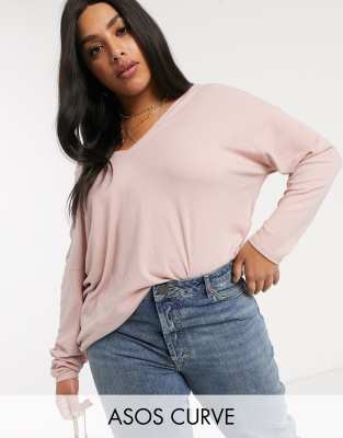 фото Пыльно-розовый oversize-топ с рукавами \"летучая мышь\" asos design curve-зеленый asos curve