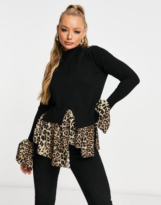 Black shop leopard jumper