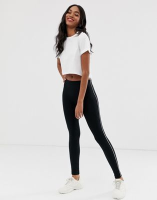 QED London basic leggings with black and white piping | ASOS
