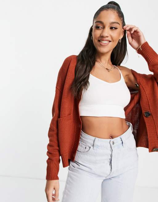 QED London boxy cardigan in rust