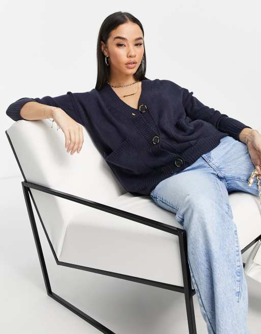 QED London - Boxy vest in marineblauw