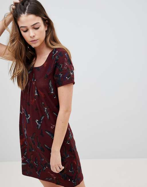 QED London Butterfly Printed Tunic Dress ASOS