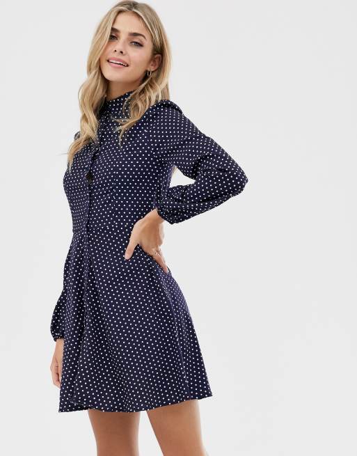 Asos navy polka dot dress hotsell