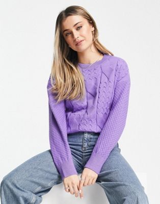 QED London cable knit jumper in purple