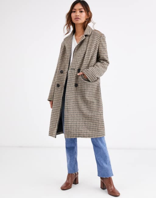 Qed London Cappotto Doppiopetto A Quadri Vintage Asos