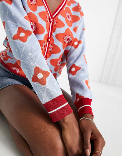 QED London cardigan in bold floral print, 4 of 4