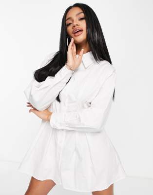 QED London QED London cinched waist shirt in white