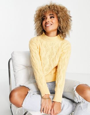 QED London cropped high neck jumper in yellow