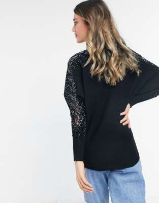 diamante sleeve jumper