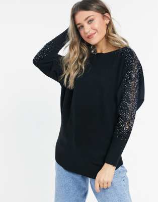 diamante sleeve jumper