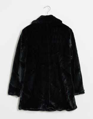 asos black fur coat