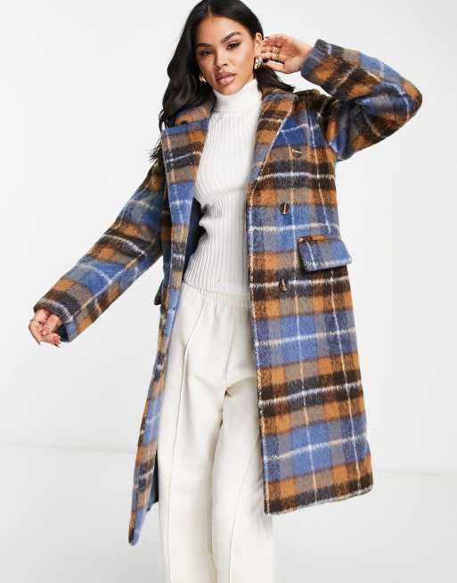 Womens check longline clearance coat