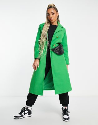 Green longline outlet coat