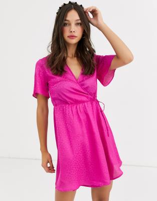 hot pink wrap dress