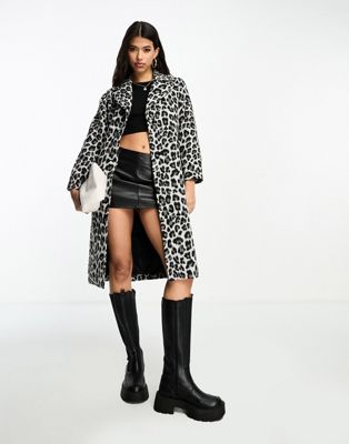 QED London formal coat in leopard print