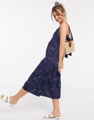 frill hem midi dress