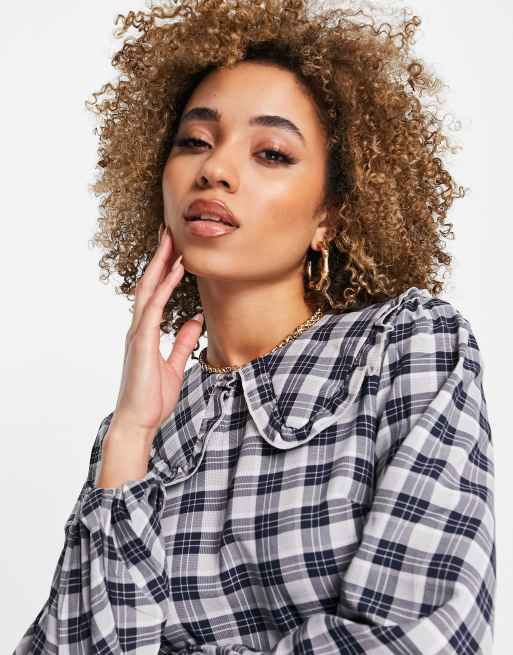 QED London - Geruite mini smockjurk met kraag, 4 van 4