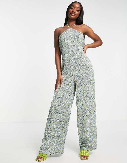 ASOS DESIGN tailored strapless bustier jumpsuit with wide leg in