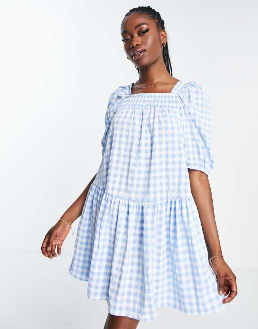 QED London – Hängerkleid in Blau mit Vichykaromuster