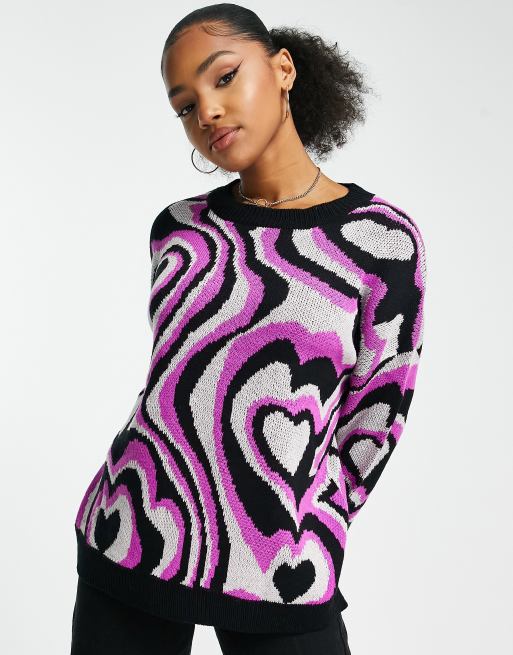 QED London jumper in heart swirl print
