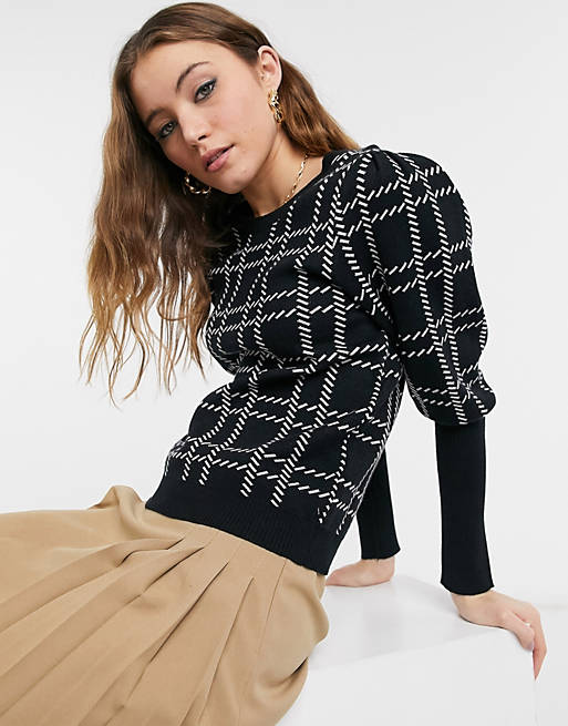 QED London jumper in monochrome check | ASOS