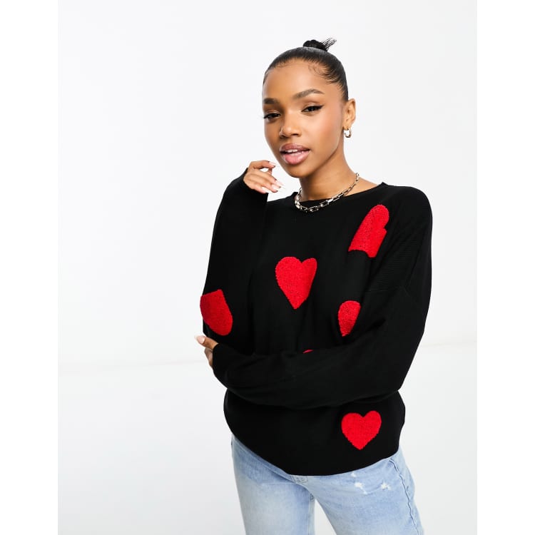 Sweater with red outlet hearts