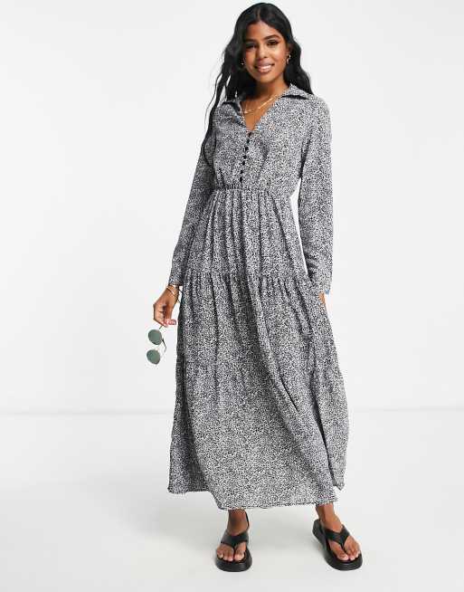 QED London - Lange jurk met stroken en luipaardprint, 4 van 4