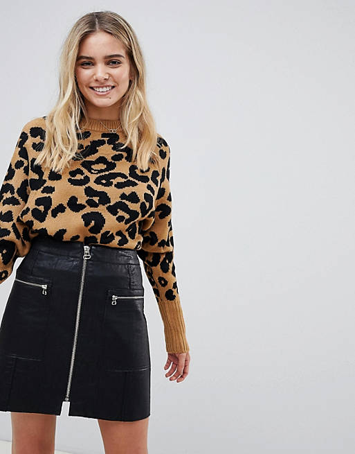 QED London leopard raglan sweater