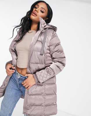 QED London longline puffer coat in mink