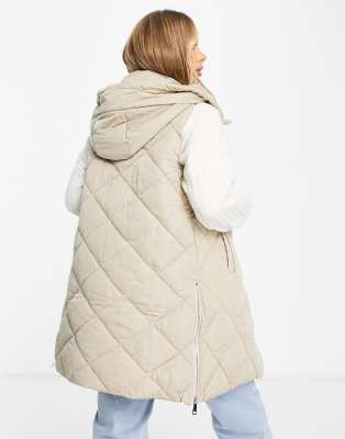 stone hooded long gilet