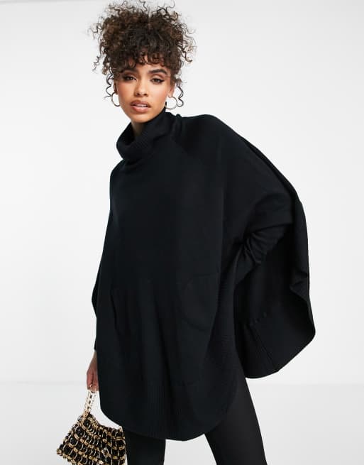 QED London - Maglione ad ali di pipistrello oversize nero, 2 di 4