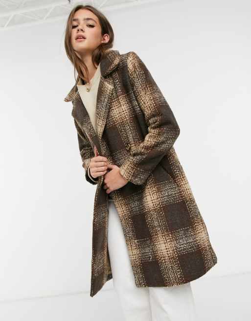 QED London - Manteau à carreaux - Marron