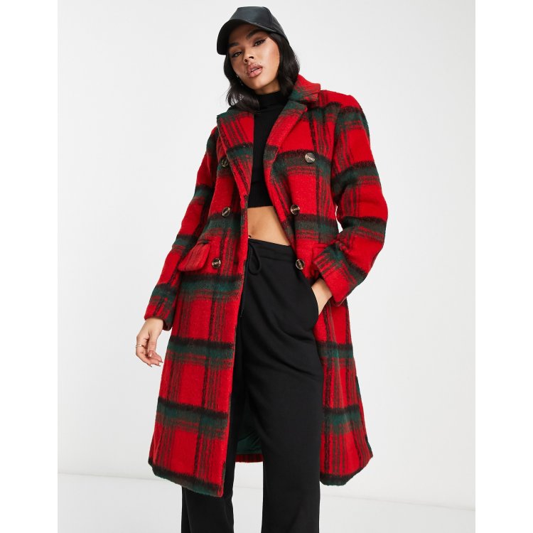 Manteau a carreaux discount rouge