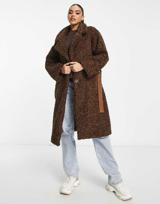 Manteau teddy marron hot sale