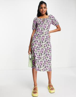 QED London midi dress in 70s floral print | ASOS