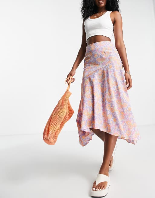 QED London - Midi-rok met bloemenprint