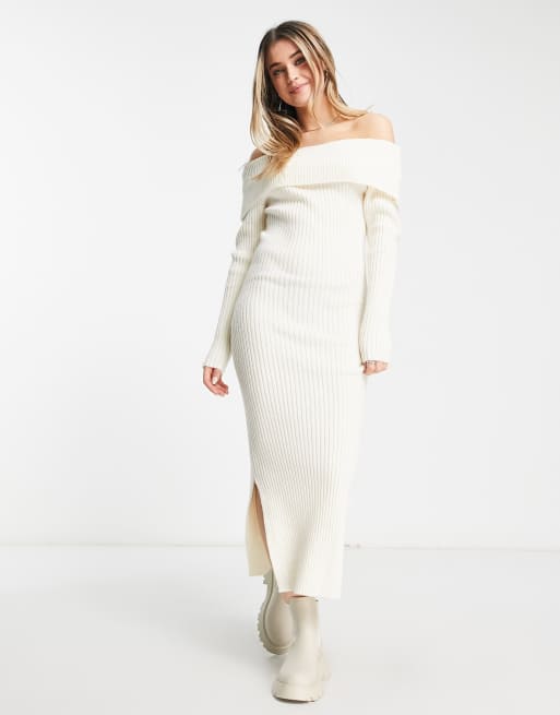 Rib knit off shoulder 2024 dress