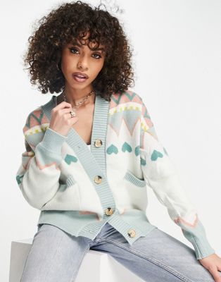 QED London oversized cardigan in abstract print