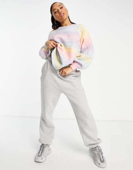 Grey jumper rainbow on sale stripe