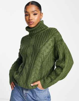 roll neck cable knit sweater