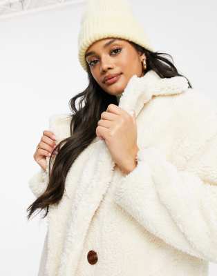 white oversized teddy coat