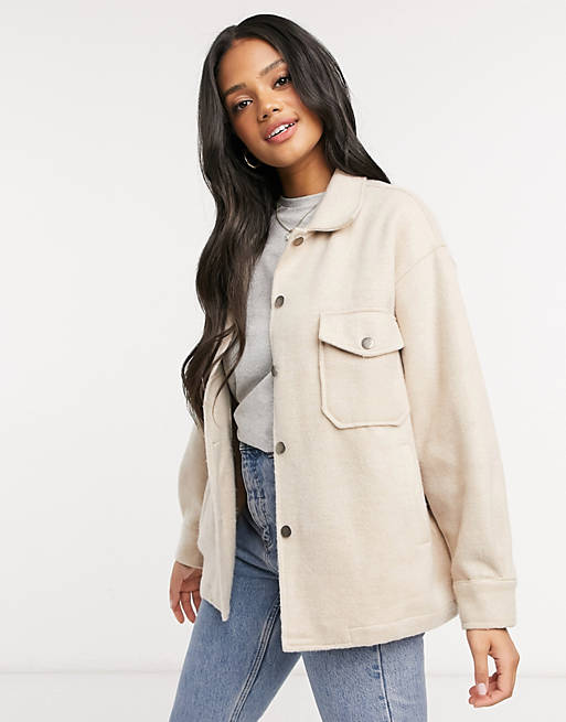 QED London overszied shacket in stone | ASOS