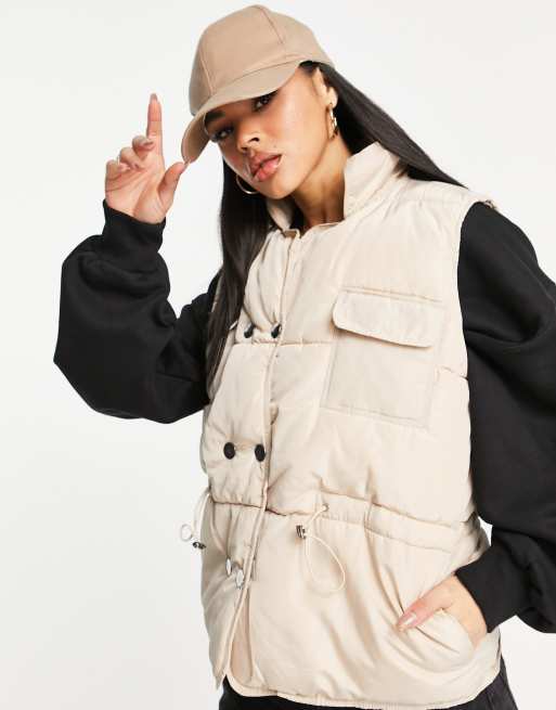 QED London padded gilet in stone, 3 of 4