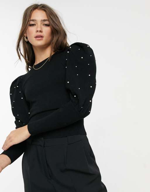 Pearl sleeve outlet sweater