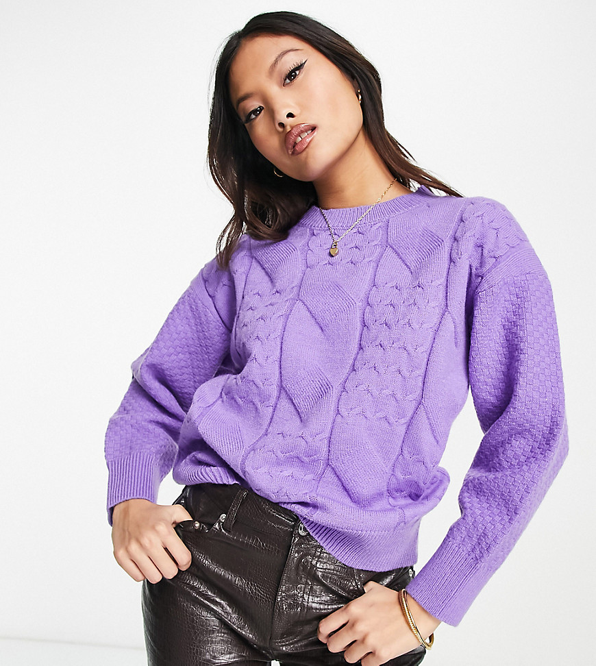 QED London Petite cable knit sweater in purple